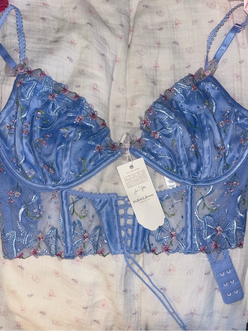 for love and lemons blue floral corset top